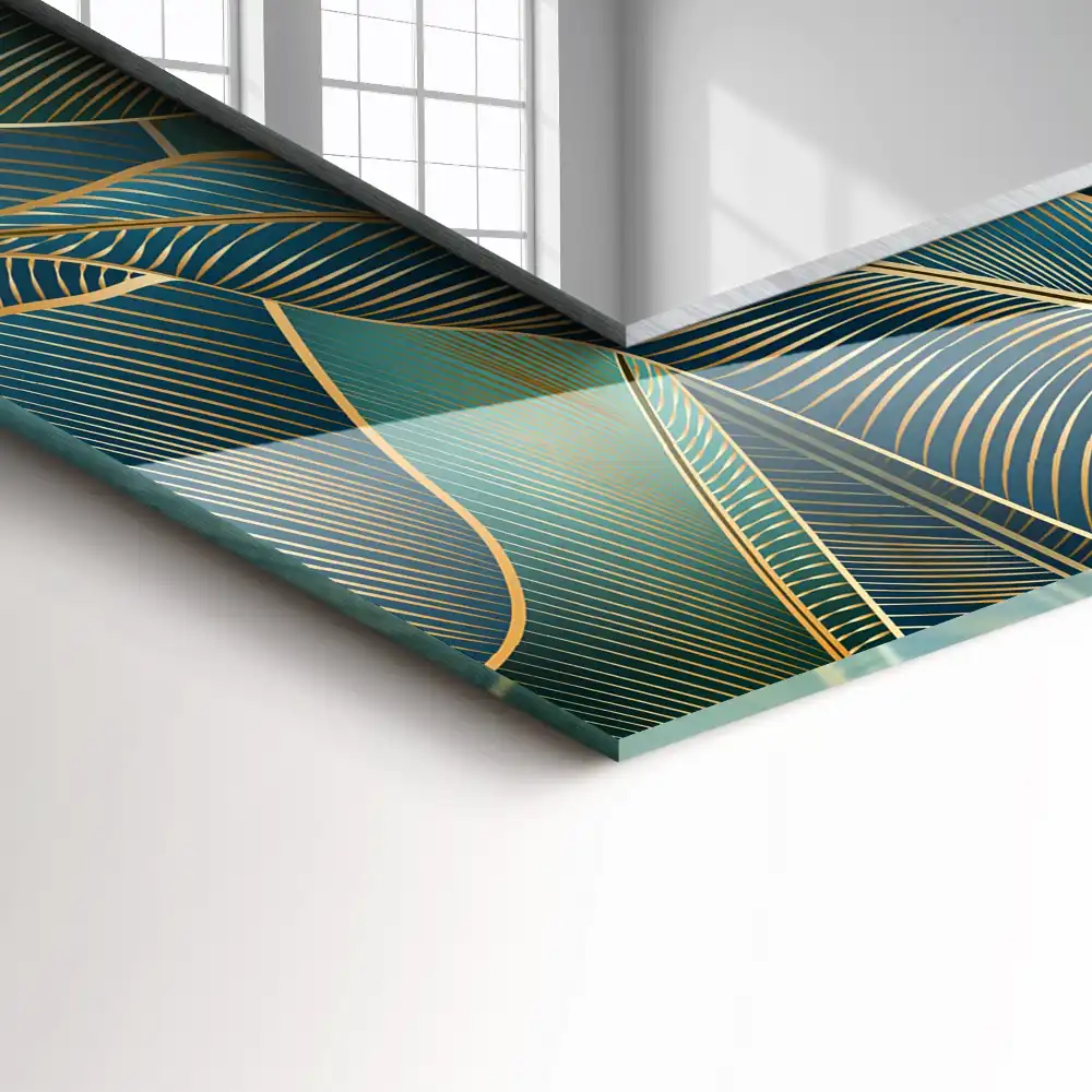 Pravokotne okrasno ogledalo Listne črte