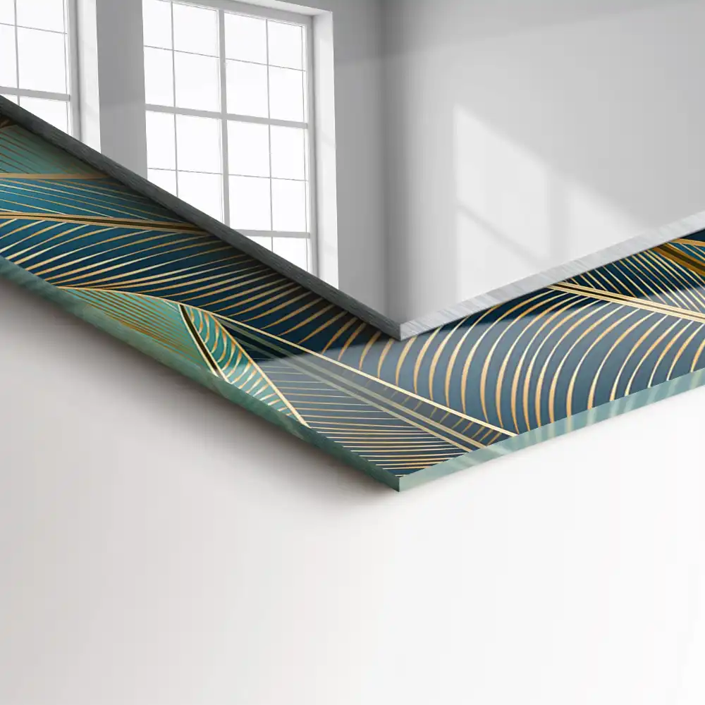 Pravokotne okrasno ogledalo Listne črte