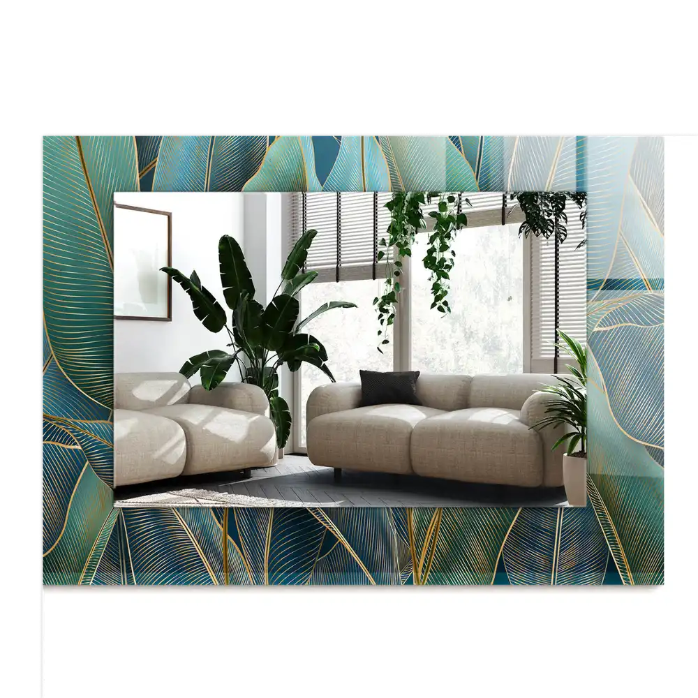 Pravokotne okrasno ogledalo Listne črte