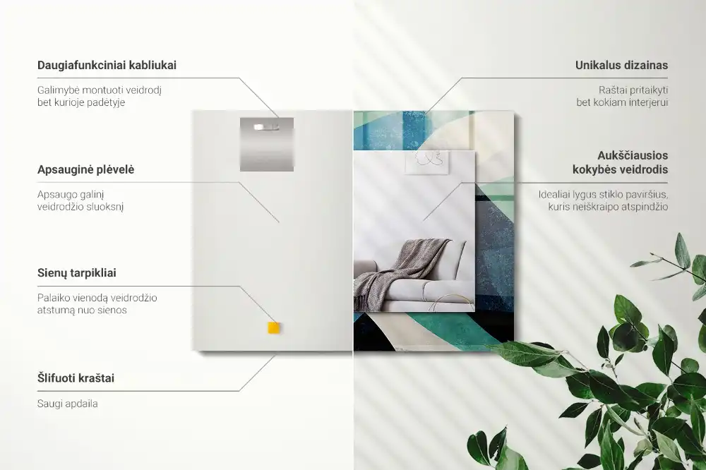 Tiskano pravokotne ogledalo Abstraktni pisani vzorci