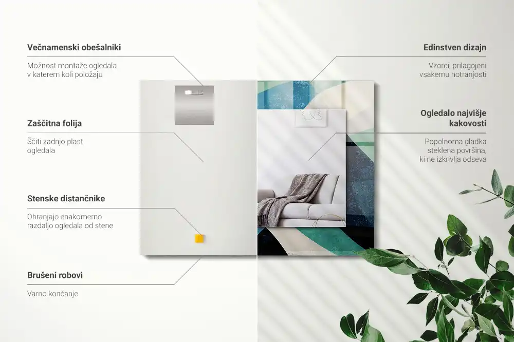 Tiskano pravokotne ogledalo Abstraktni pisani vzorci