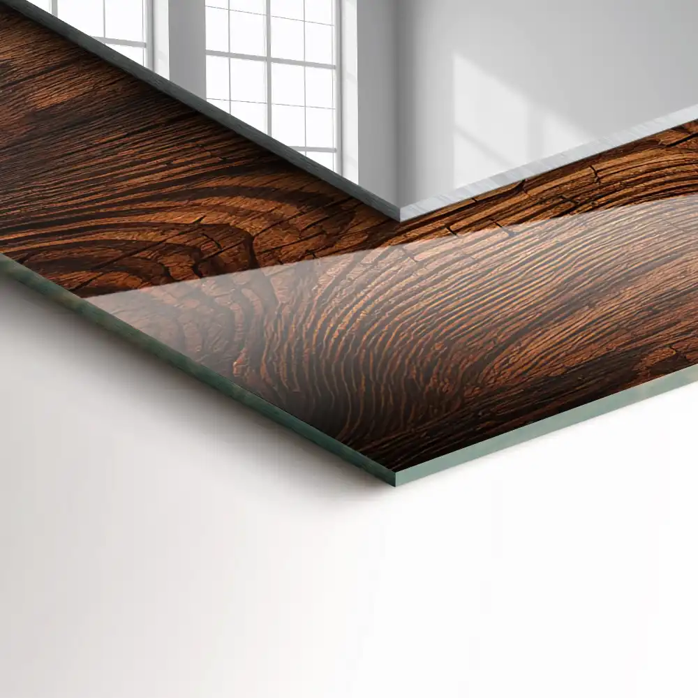 Pravokotne okrasno ogledalo Tekstura lesene deske