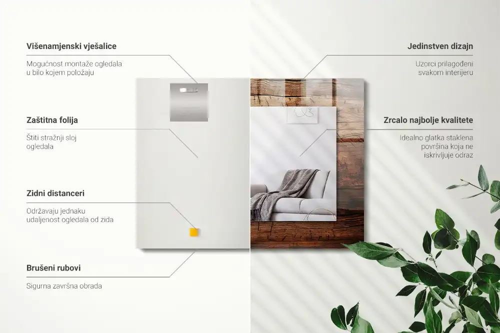 Pravokotne okrasno ogledalo Tekstura lesene deske