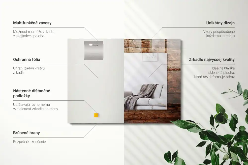 Pravokotne okrasno ogledalo Tekstura lesene deske