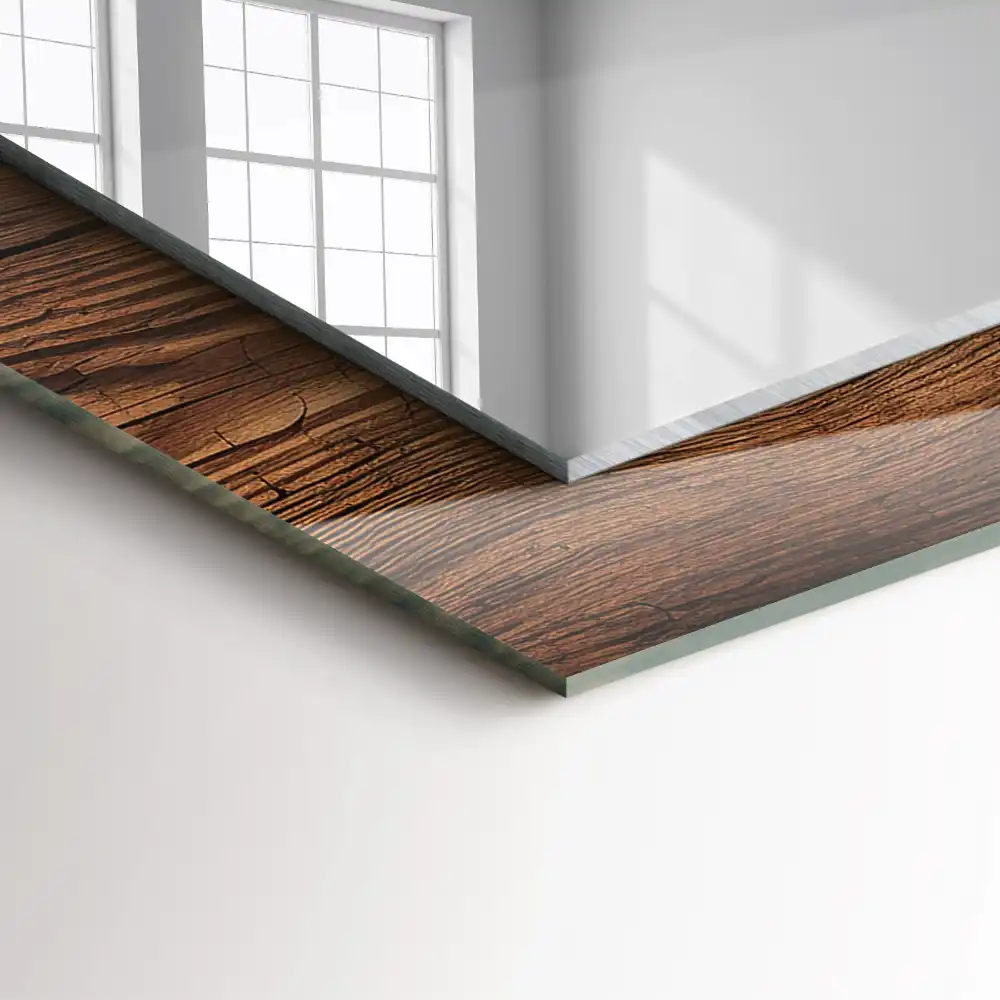 Pravokotne okrasno ogledalo Tekstura lesene deske