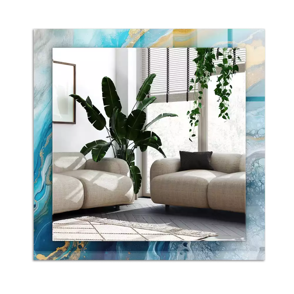 Tiskano pravokotne ogledalo Abstraktna marmorna smola