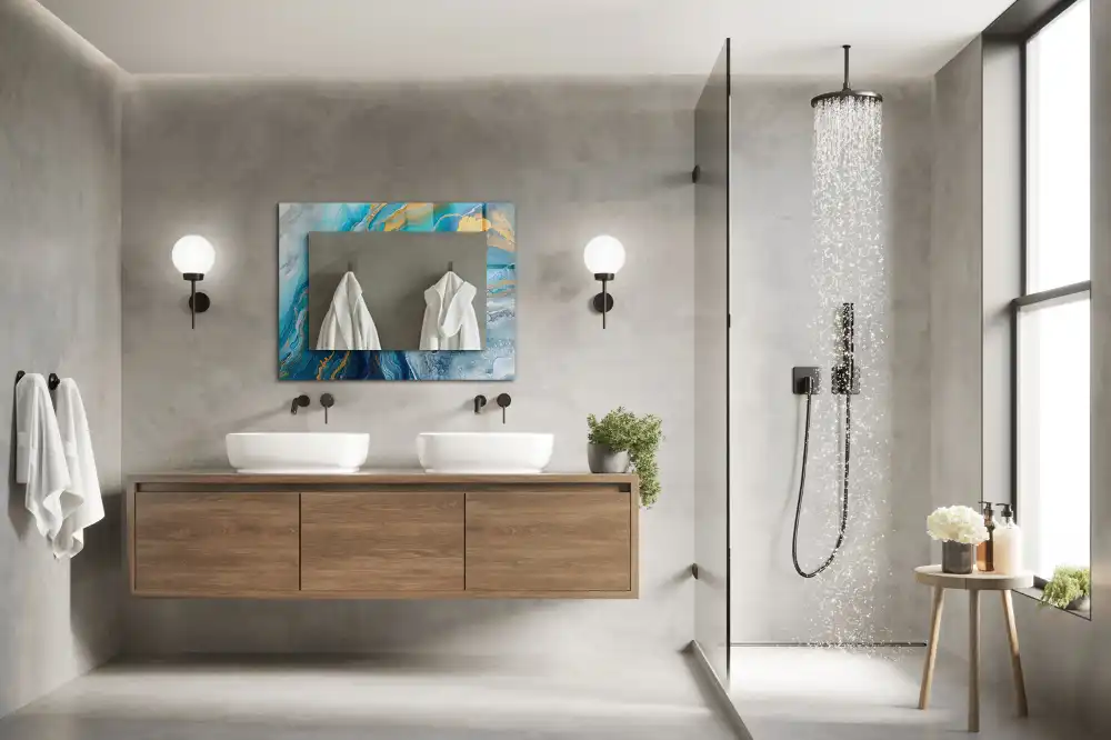 Tiskano pravokotne ogledalo Abstraktna marmorna smola