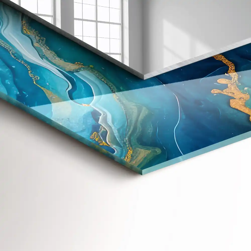 Tiskano pravokotne ogledalo Abstraktna marmorna smola