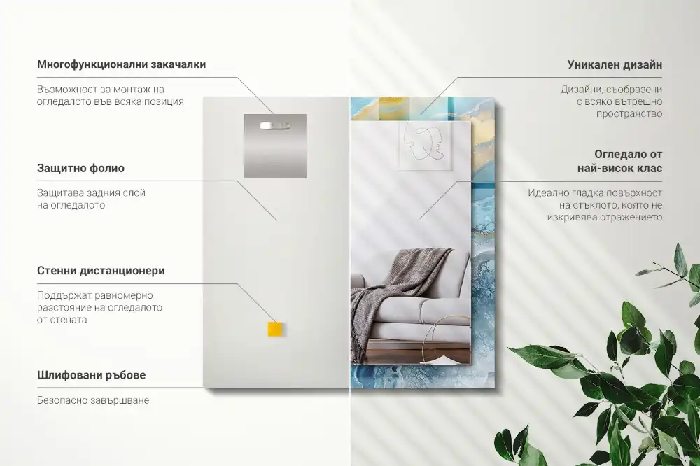 Tiskano pravokotne ogledalo Abstraktna marmorna smola