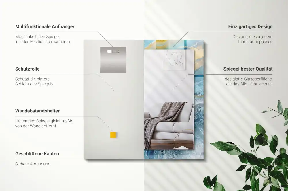 Tiskano pravokotne ogledalo Abstraktna marmorna smola