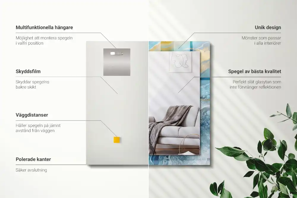 Tiskano pravokotne ogledalo Abstraktna marmorna smola