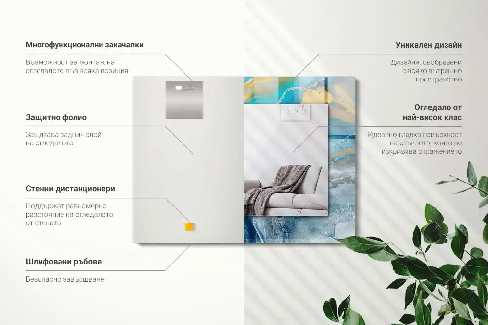 Tiskano pravokotne ogledalo Abstraktna marmorna smola