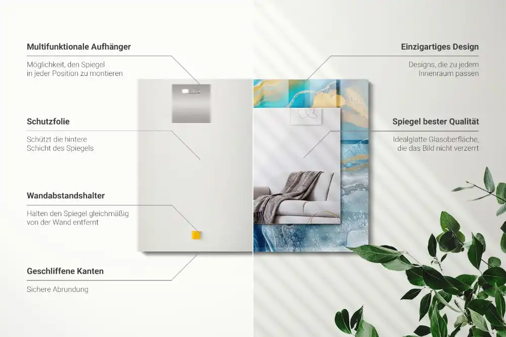 Tiskano pravokotne ogledalo Abstraktna marmorna smola