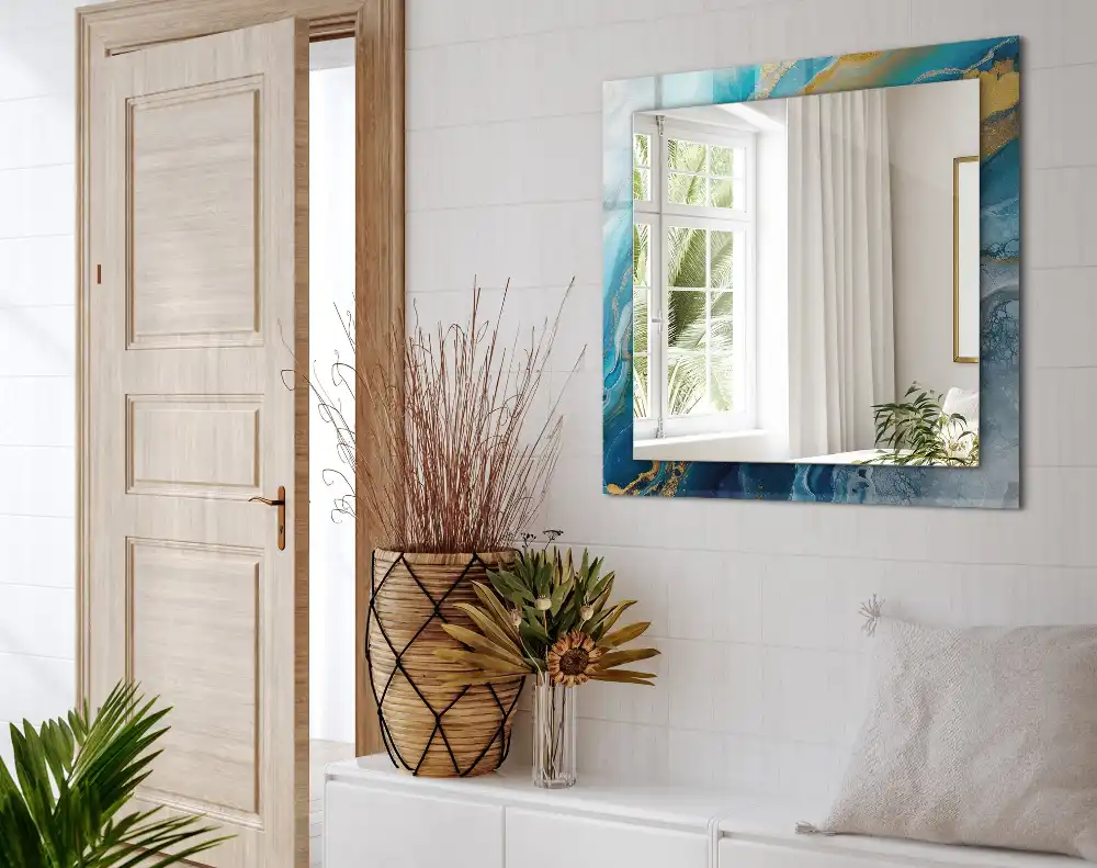 Tiskano pravokotne ogledalo Abstraktna marmorna smola