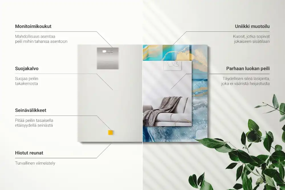 Tiskano pravokotne ogledalo Abstraktna marmorna smola