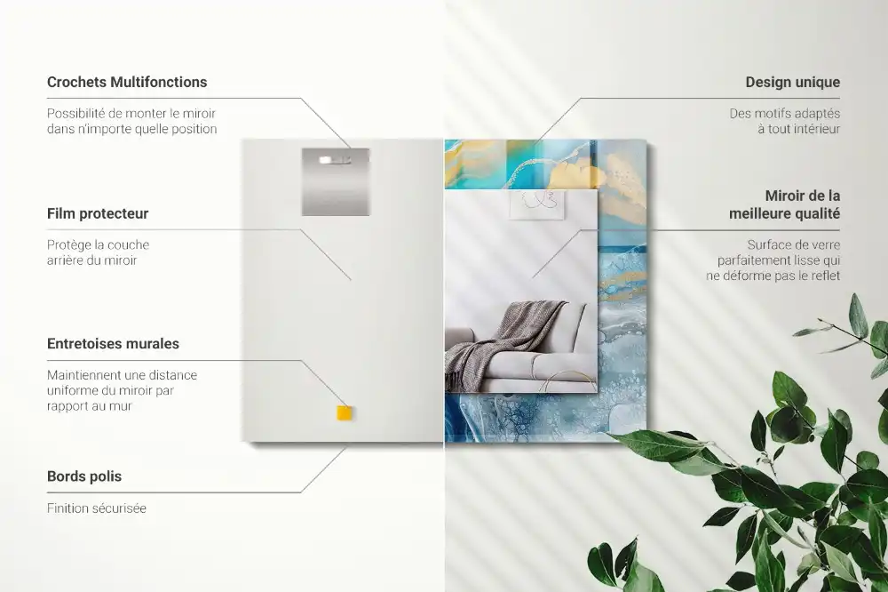 Tiskano pravokotne ogledalo Abstraktna marmorna smola