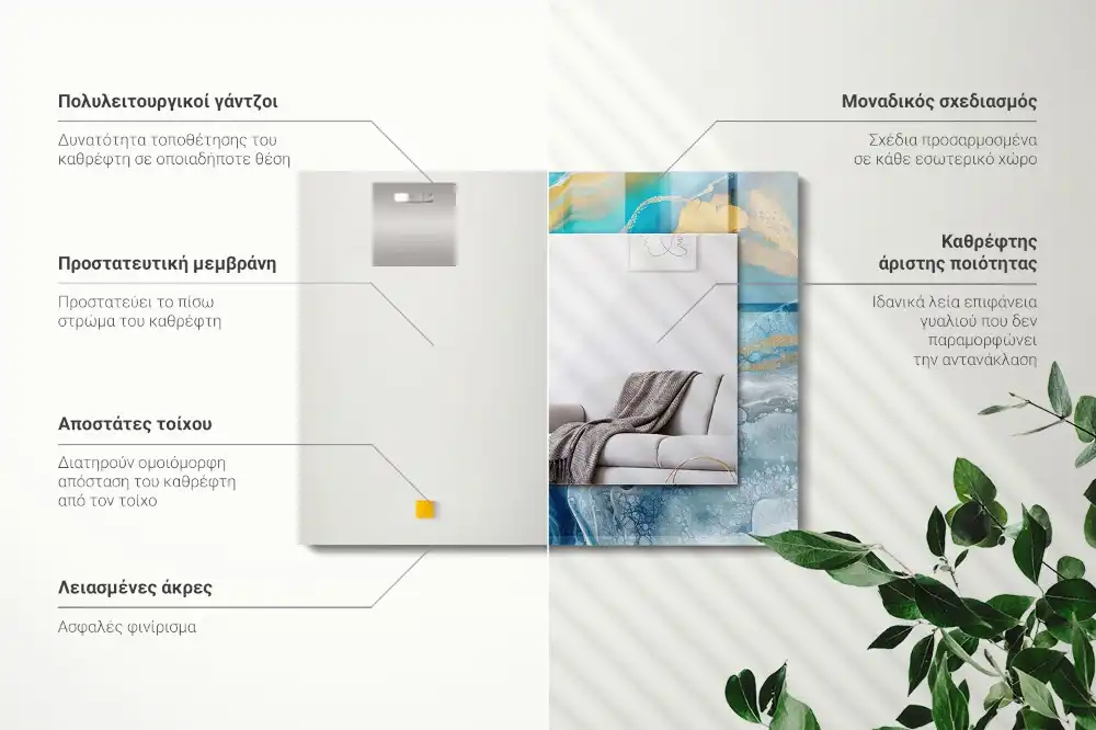 Tiskano pravokotne ogledalo Abstraktna marmorna smola