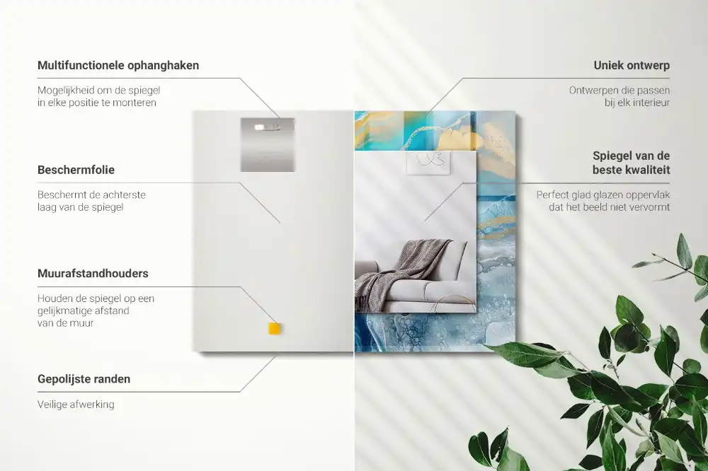 Tiskano pravokotne ogledalo Abstraktna marmorna smola