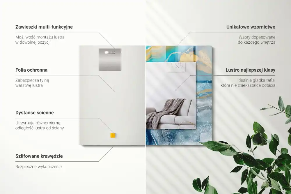 Tiskano pravokotne ogledalo Abstraktna marmorna smola