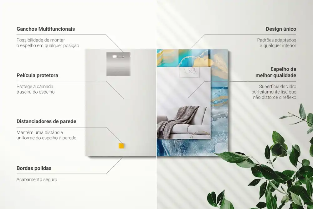 Tiskano pravokotne ogledalo Abstraktna marmorna smola