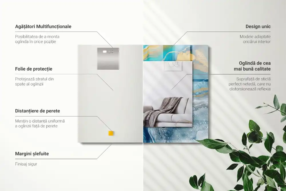 Tiskano pravokotne ogledalo Abstraktna marmorna smola