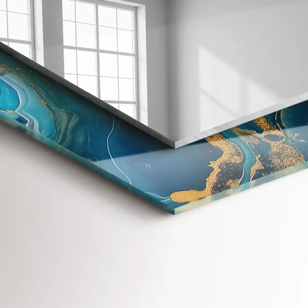 Tiskano pravokotne ogledalo Abstraktna marmorna smola