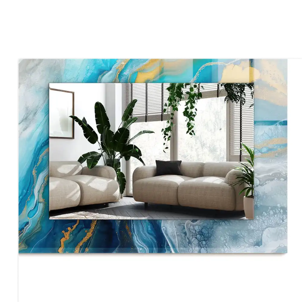 Tiskano pravokotne ogledalo Abstraktna marmorna smola