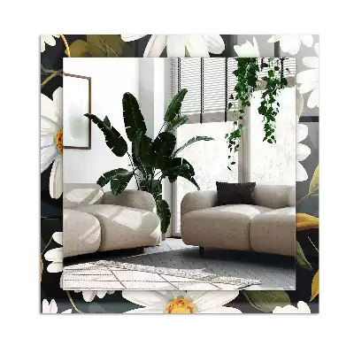 Tiskano pravokotne ogledalo Listi bele marjetice