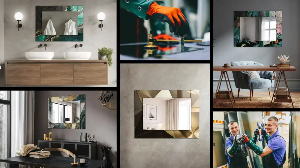 Tiskano pravokotne ogledalo Listi bele marjetice