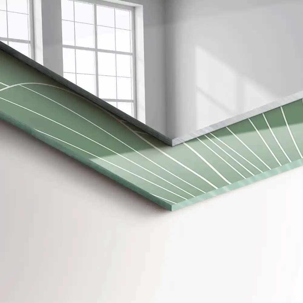 Pravokotne ogledalo s potiskanim okvirjem Listi ginka