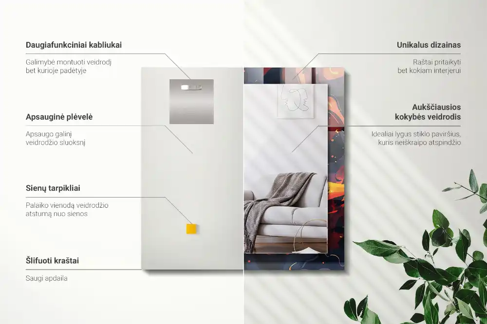 Pravokotne okrasno ogledalo Vulkanska lava