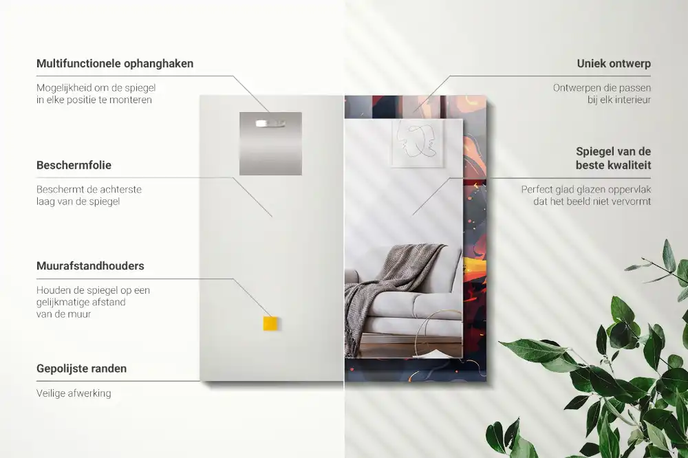 Pravokotne okrasno ogledalo Vulkanska lava