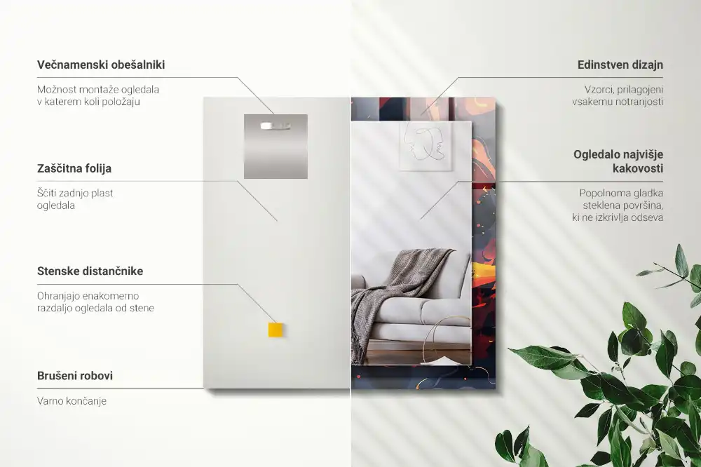 Pravokotne okrasno ogledalo Vulkanska lava