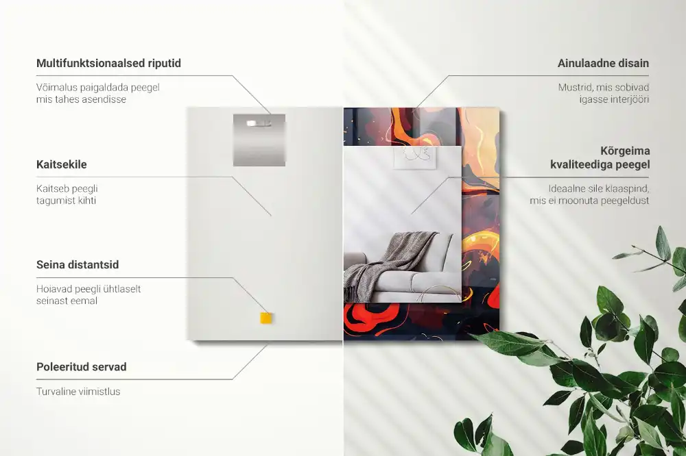 Pravokotne okrasno ogledalo Vulkanska lava