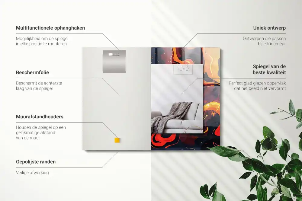 Pravokotne okrasno ogledalo Vulkanska lava