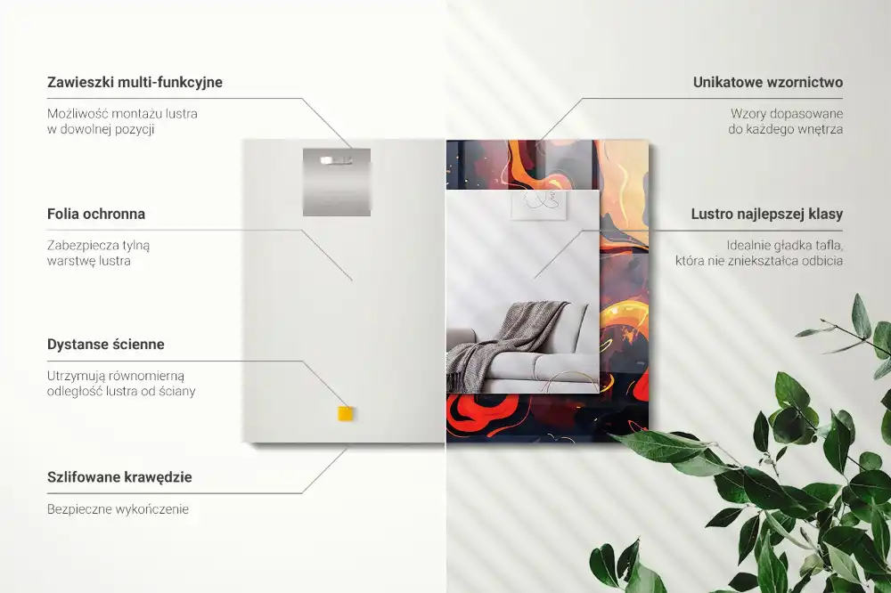 Pravokotne okrasno ogledalo Vulkanska lava