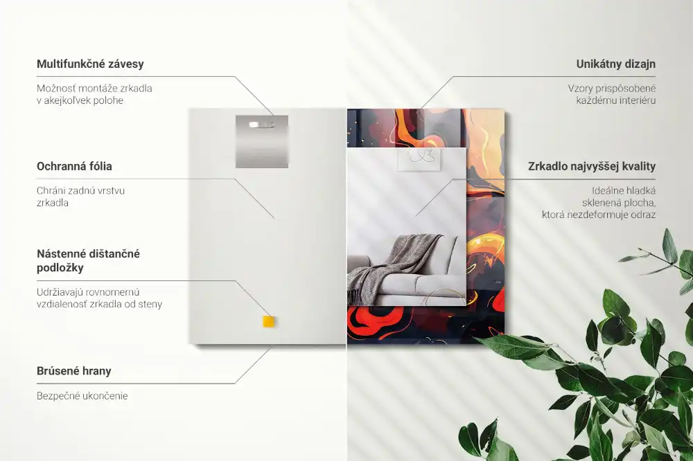 Pravokotne okrasno ogledalo Vulkanska lava