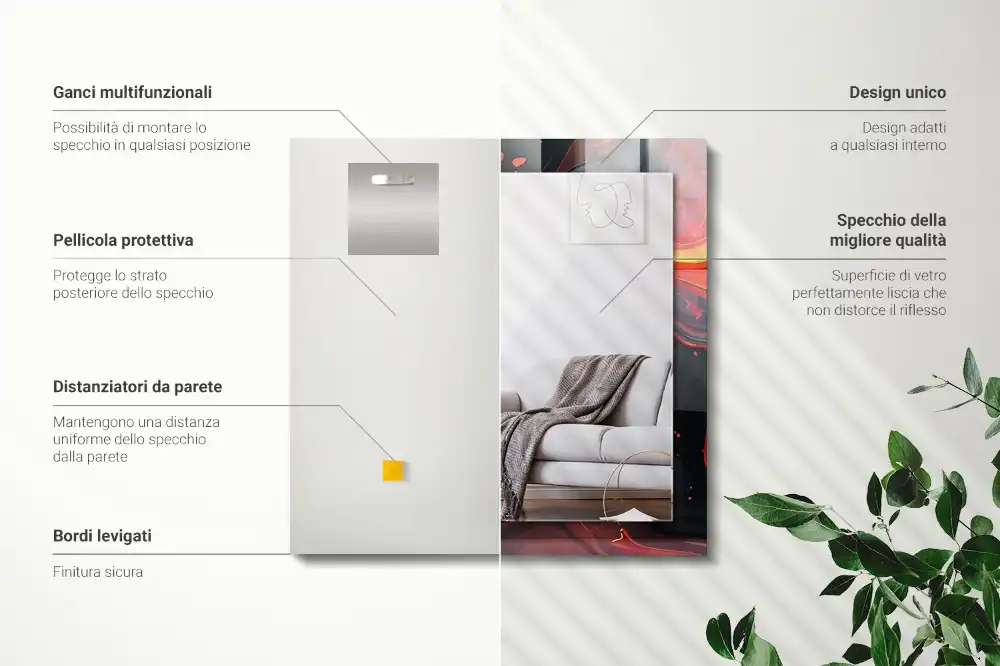 Tiskano pravokotne ogledalo Abstraktna lava