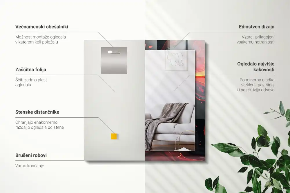 Tiskano pravokotne ogledalo Abstraktna lava