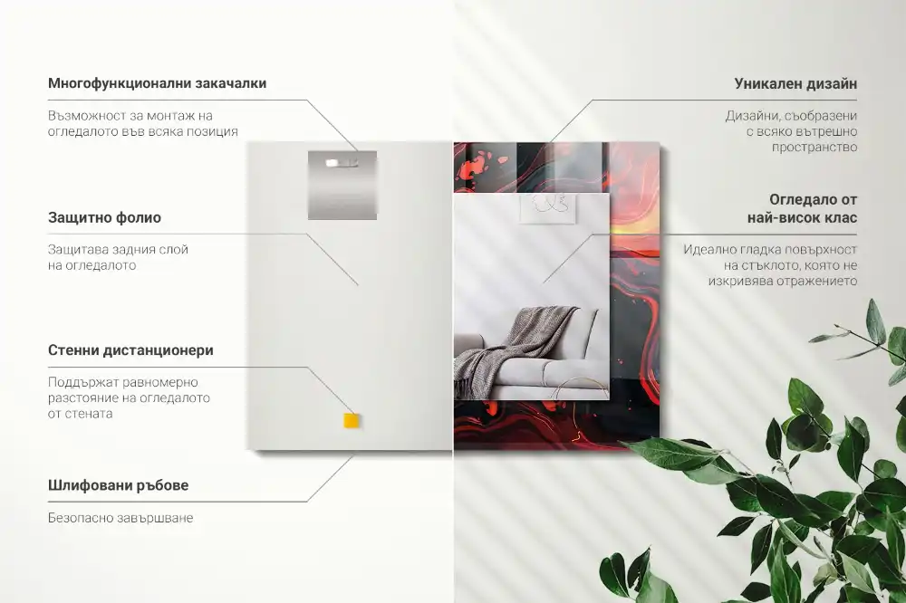 Tiskano pravokotne ogledalo Abstraktna lava