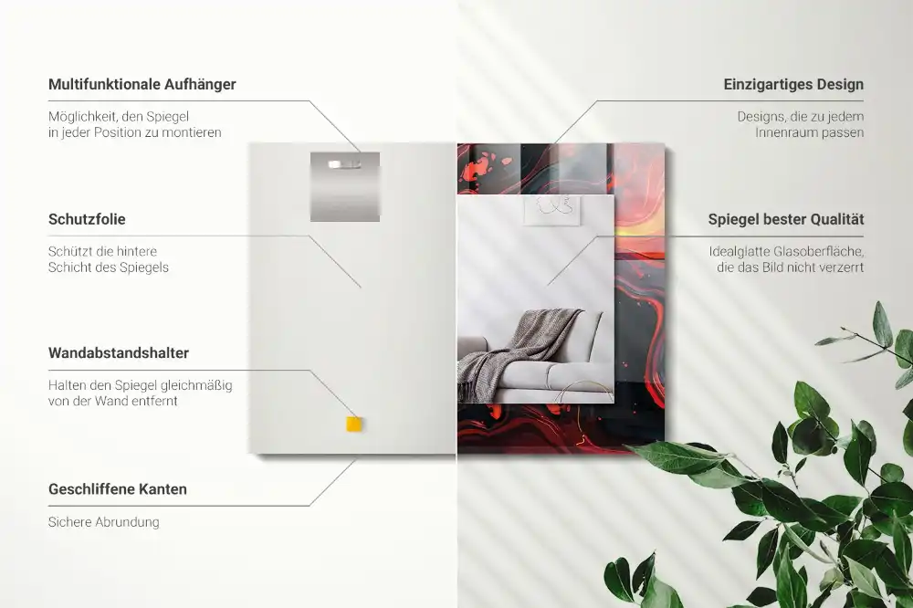 Tiskano pravokotne ogledalo Abstraktna lava