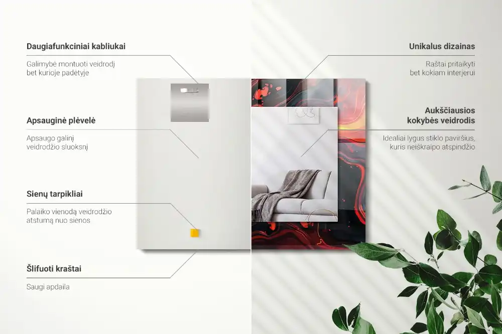 Tiskano pravokotne ogledalo Abstraktna lava