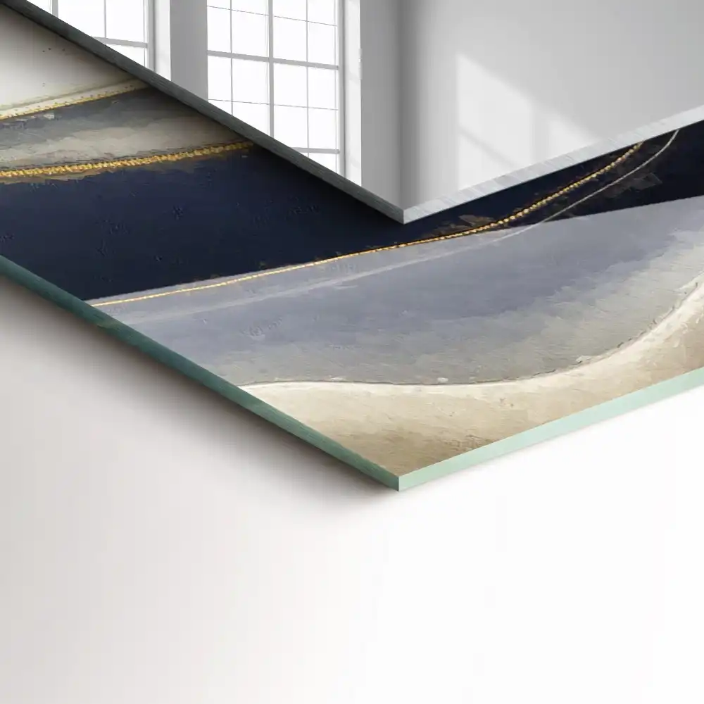 Pravokotne ogledalo s potiskanim okvirjem Abstraktni barvni valovi