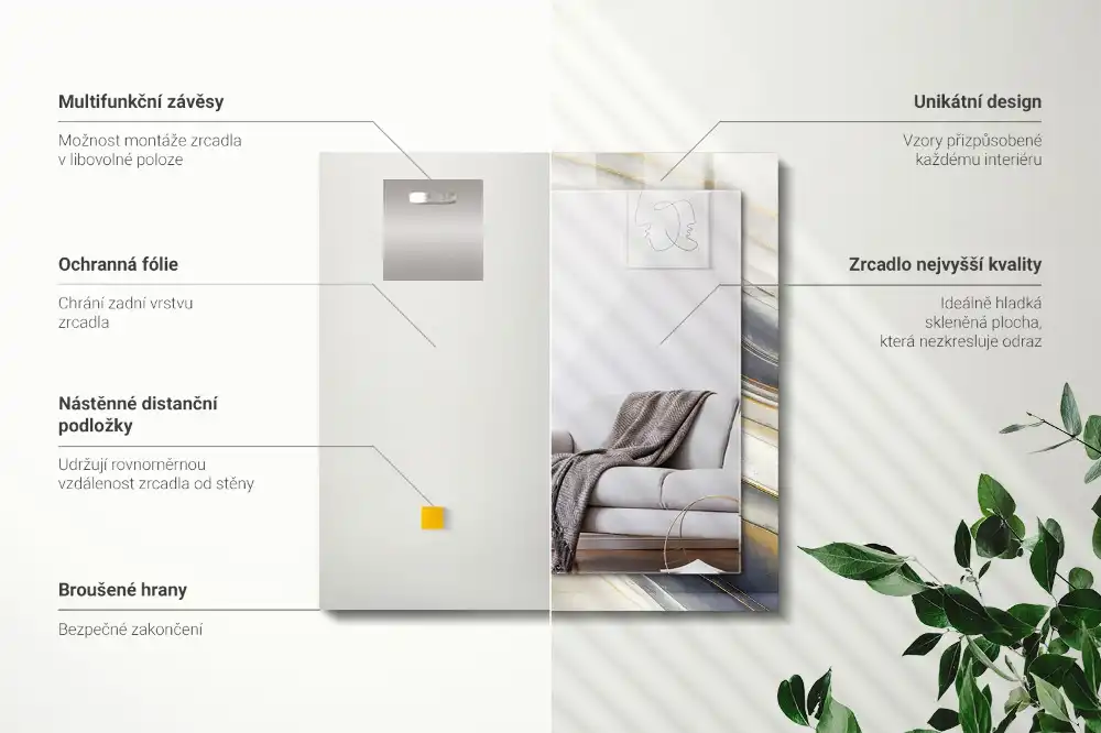 Pravokotne ogledalo s potiskanim okvirjem Abstraktni barvni valovi