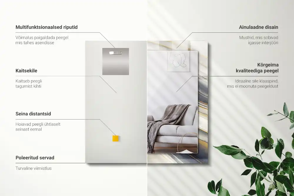 Pravokotne ogledalo s potiskanim okvirjem Abstraktni barvni valovi