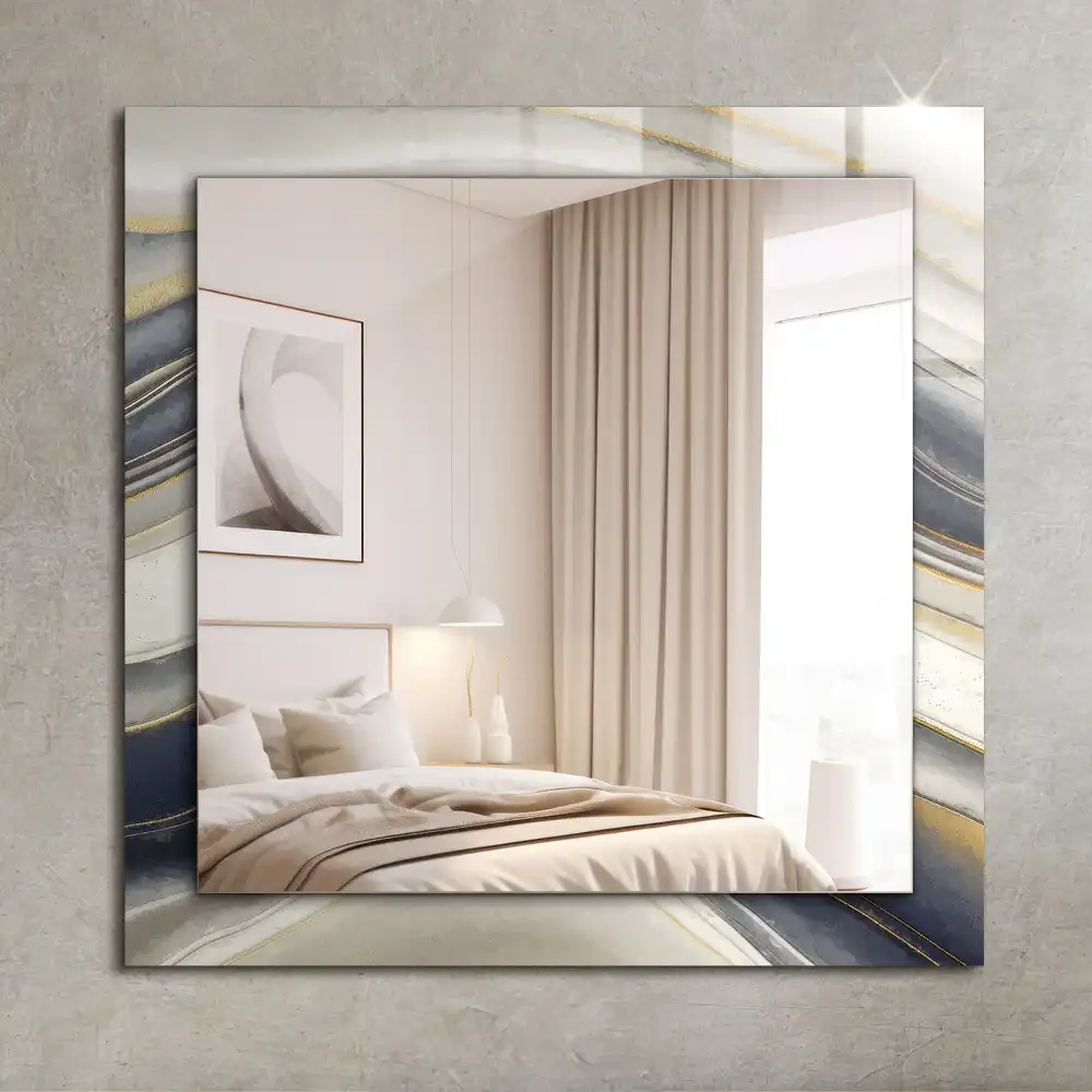 Pravokotne ogledalo s potiskanim okvirjem Abstraktni barvni valovi