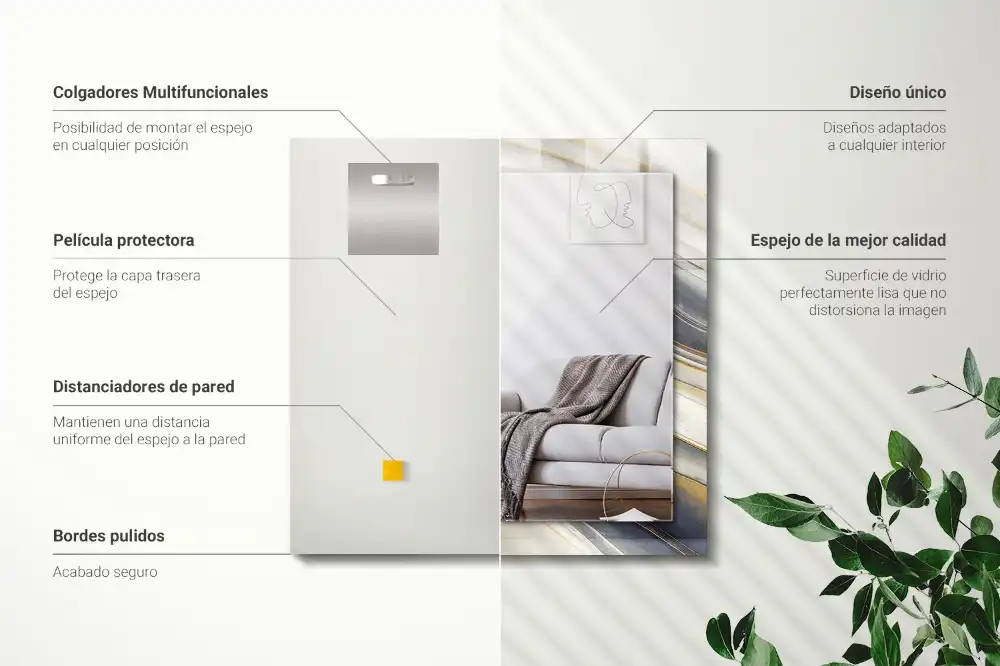 Pravokotne ogledalo s potiskanim okvirjem Abstraktni barvni valovi