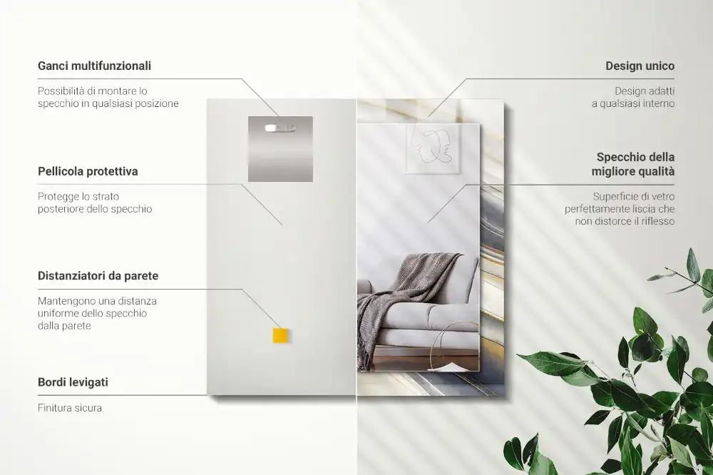 Pravokotne ogledalo s potiskanim okvirjem Abstraktni barvni valovi