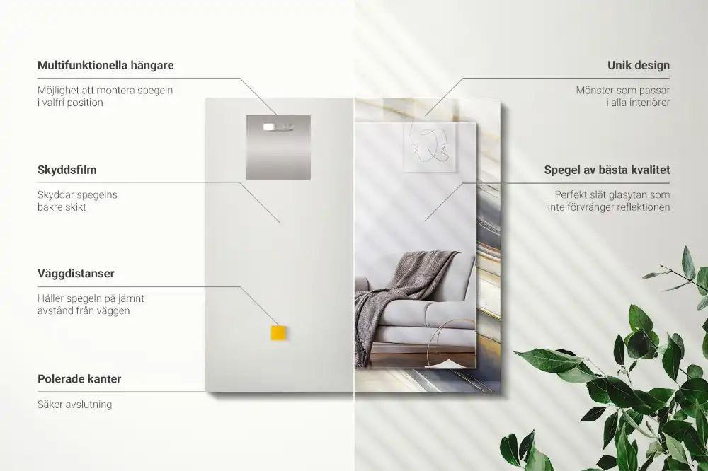 Pravokotne ogledalo s potiskanim okvirjem Abstraktni barvni valovi