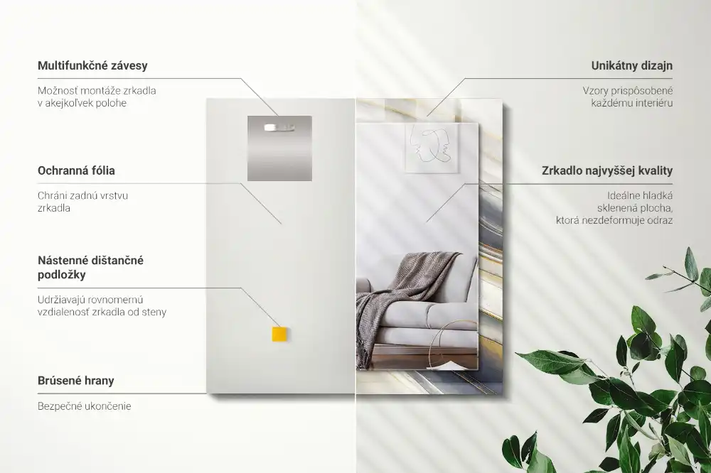 Pravokotne ogledalo s potiskanim okvirjem Abstraktni barvni valovi